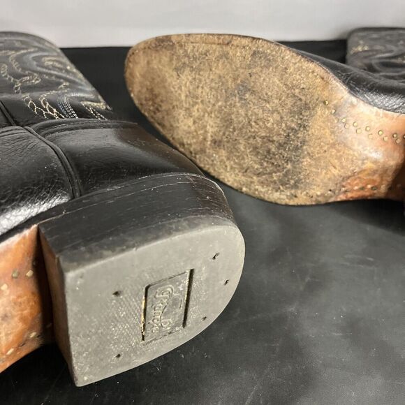 Rancho Mens Black Leather Western Boots Size US 8 EE Made In Mexico CM 27 EE - Picture 15 of 15